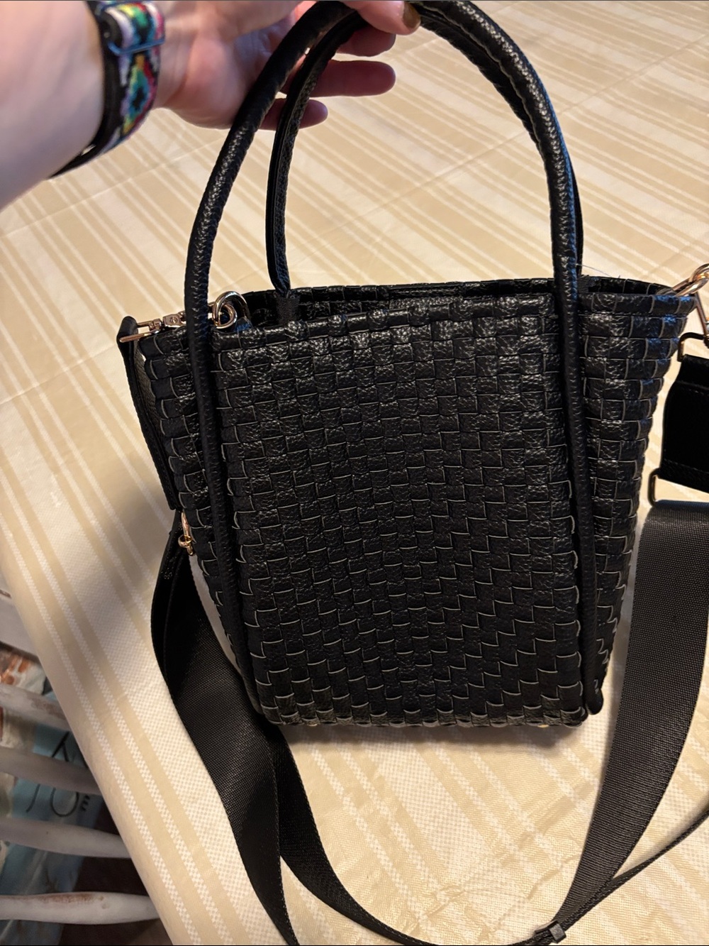 I&R Black Woven Shoulder Tote - Women's Handbag - Picture 5 of 5